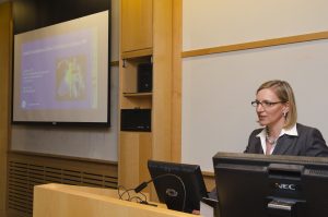 Dr. Brau delivering her presentation at the MGH Gordon Center